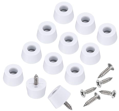 QUARKZMAN 24 Stück Gummifüße mit 4mm Schrauben Weiß, 0,4 H x 0,7 D