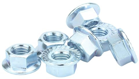 M8 Serrated Flange Hex Nuts - Bright Zinc Plated Steel (Pack of 20)