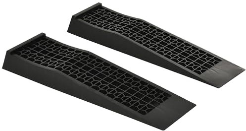 HOMCOM Juego de 2 Rampas para Coche de Plástico Rampas Portátiles Carga de hasta 3 Toneladas para Coches SUV Furgonetas Pequeñas 70x19,5 cm Negro