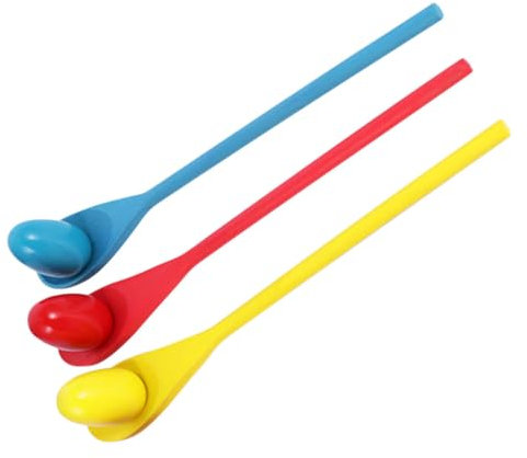 PERSELOSO 3 Sets Balancing Stick Sensory Training Toys for Kids, Egg Spoon Game Educational Tools for Preschool Children, Wooden Balance Ball Game for Coordination Development Random Color