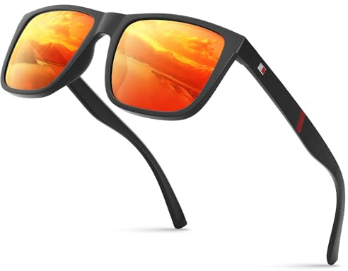 Glapeame Polarisiert-Sonnenbrille-Herren-Damen-Sunglasses-Men-Woman-Unisex Sonnenbrillen Geeignet für Outdoor-Aktivitäten，5-schwarz-rot