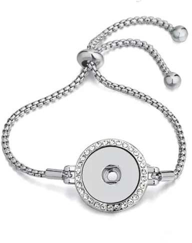 Drill Ginger Snap Bracelet Adjustable Fit 18mm Snap Button Jewelry Making-SL80