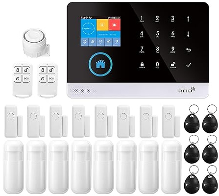 WIFI GSM Wireless Smart Burglar Security Alarm System DIY Kit With Door Sensor And PIR Motion Sensor Work(M)
