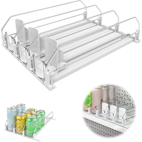 Calenxy Automatisch KüHlschrank Dosen Organizer,3 Reihen Kühlschrank Organizer Getränke für 12-15 Dosen, 31×25cm, Selbstschiebender Getränkespender Kühlschrank für Küche, Supermärkte