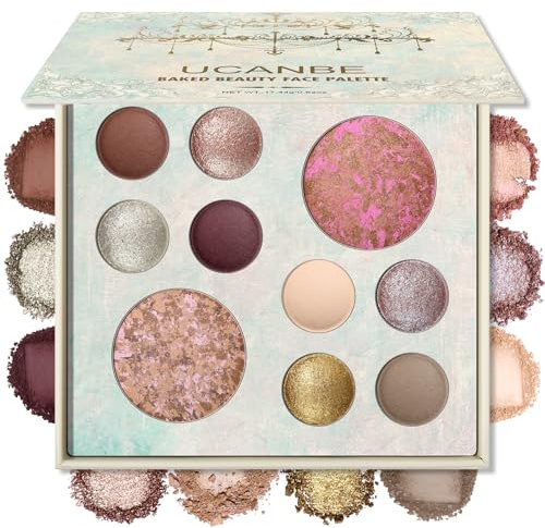 UCANBE Palette di ombretti tutto in uno | Ombretto, fard, bronzer, colori neutri, dimensioni compatte da viaggio, set regalo per donne