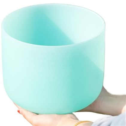 Klangskål i klangkristall, 10,12 tum, gröna kvartssångskålar, meditation yoga, ljudhelande (12 G Throat Chakra)