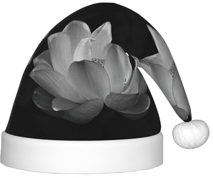 HKHLHLH Schwarz-weiße Blume singende Nikolausmütze, Weihnachtsmütze für Bühnenauftritte und Schulveranstaltungen, Geburtstagsmütze