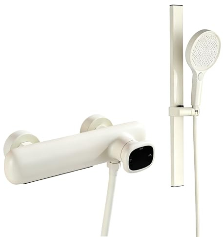 XJTNLB Grifo Bañera Cascada Leche Blanca con Barra de Ducha Pared Grifo de Ducha Monomando de Pared