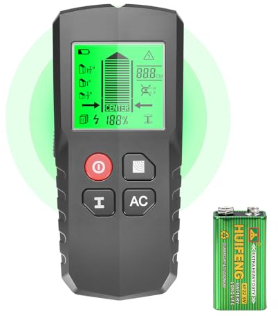 Leitungssucher Ortungsgerät, 5 in 1 Multifunktions Wand Scanner Detektor Stud Finder, Leitungssuchgerät mit HD-LCD-Display & Audio-Alarm für Metall, Rohre, Holz, Stromleitung, Bolzen & Balken