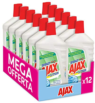 Ajax Reiniger Böden Gel Bleichmittel Kiefer – Packung von 12 x 1000 ml – insgesamt: 12000 ml