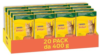 Purina Friskies Adult con un gustoso mix di Manzo e Pollo e con Verdure in 20 Confezioni da 400g