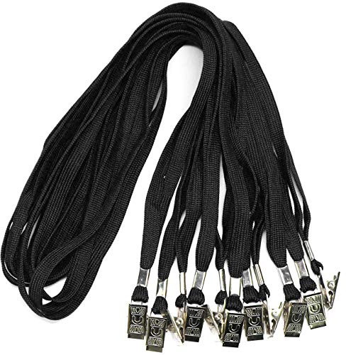 Ollain Badge Lanyards Neck Bulk Cruise Lanyards Black Lanyard with Clip for ID Card Name Tags Badge Holders (Black, 50 Pack)