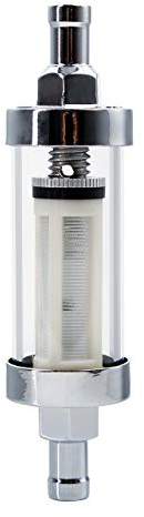 Filtro de gasolina desmontable y lavable, Filtro de Combustible De Vidrio De Cromo Universal, Tamaño de entrada: 3/8 pulgadas /0.95 cm, Tamaño de salida: 5/16 in / 0.793 cm