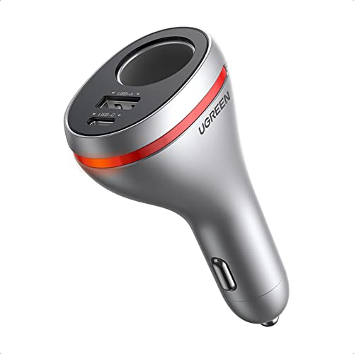 UGREEN 84W Zigarettenanzünder Verteiler 60W Steckdose 12V/24V DC, 20W PD USB C Auto Ladegerät 18W Quick Charger 3.0 KFZ Ladegerät kompatibel mit iPhone 13, iPhone 12, Galaxy S21, Redmi Note 10 usw.