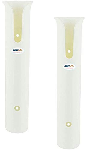 POFET 2pcs Poles Wall Mounted Fishing Rod Holders Tubes Links outdoor Fishing Rod Holder Rack Rests with Screws - White