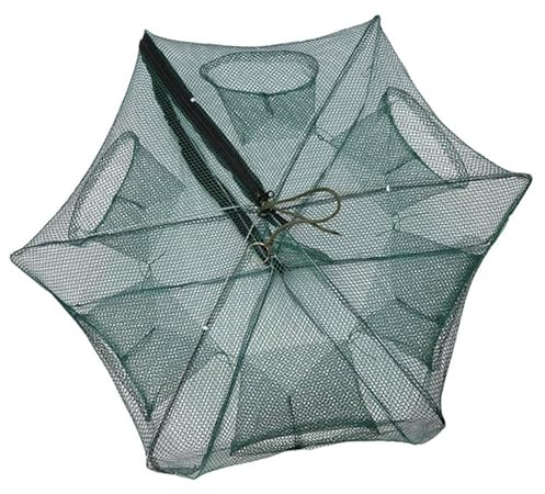 Krabba spigg automatiskt fiskenät nylon vikbar krabba fiskfälla 6/12 hål fällor med dragkedja vikbar krabbfälla (6 hål)