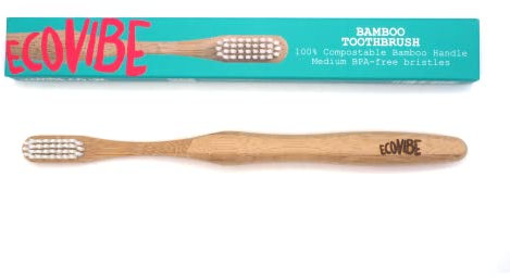 Ecovibe Bambus Zahnbürste - mittlere BPA freie Borsten | nachhaltig gewachsener Bambusgriff | 100% vegan & plastikfrei