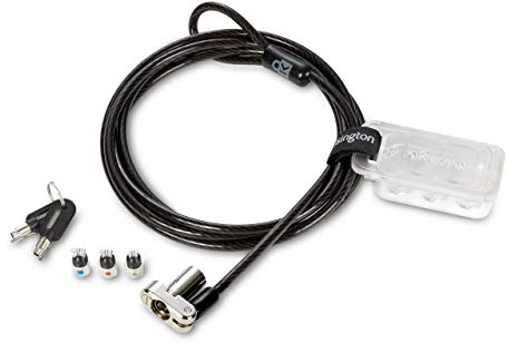 Kensington Universal 3-in-1 Keyed Laptop Lock, Computer Anti Theft Security Tether Device, 5mm Keying System Hidden Pin and 1.8m Carbon Steel Cable - K62318WW