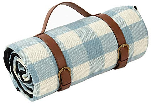 Karierte Picknick-Decke wasserdicht Sandfest Stranddecke Lederriemen tragbar faltbar Feuchtigkeitsdichte Matte isoliert Teppich zum draussen Camping Reise Wandern 150x200cm 200x200 cm