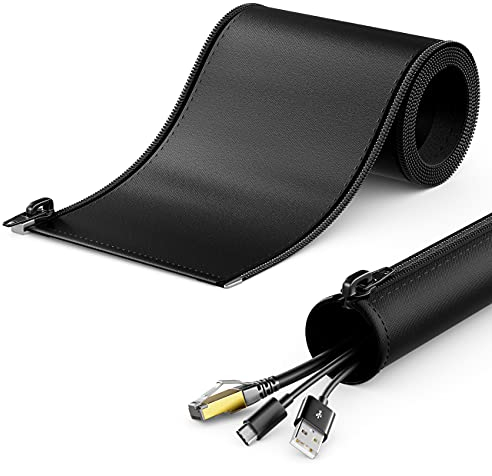 deleyCON 3,0m Kabelschlauch mit Reißverschluss 40mm Durchmesser Kabelmanagement Kabelkanal Kabelschutz Robuster Nylon Kabelmantel Haushalt Büro Schreibtisch Schwarz