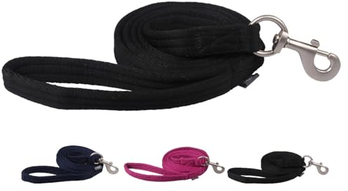 NETPROSHOP Weiche Leine und Führstrick Softlonge mit Schlaufe am Ende und Karabiner, Farbe:Schwarz