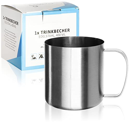 Robin Goods Tazza da bere acciaio inossidabile argento - tazza di alta qualità - tazza da campeggio - infrangibile e priva di BPA (1 pezzo - colore argento)