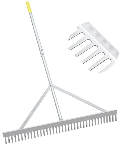 Byhagern Rastrello paesaggistico da 91 cm, in alluminio con manico leggero da 175 cm, strumento per la cura del prato, lago e spiaggia