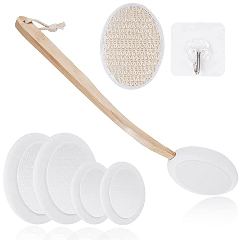 Eincremehilfe für Rücken 7-teiliges Set Rückeneincremer Badebürste Körperbürste mit Langem Stiel multifunktionales Abnehmbares Rückenbürste für Peeling Massage Lotion Creme