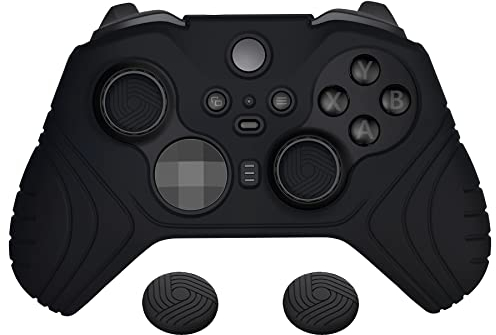 PlayVital pour Xbox Elite Series 2 Accessoires Coque Protection pour Xbox Elite 2 Manette Housse Silicone Controller Cover Skin avec Capuchon Joystick-Noir,Édition Samouraï
