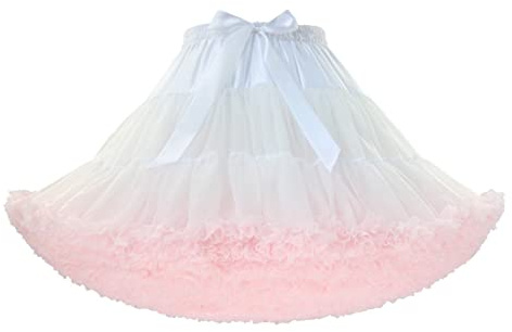 PhilaeEC Damen Petticoat Tüllrock Kurz Tutu Ballett Ballkleid Unterrock Underskirt Crinoline, Frauen Plissee Party Kostüm Skirt, Länge 40cm, Taille 55-95cm
