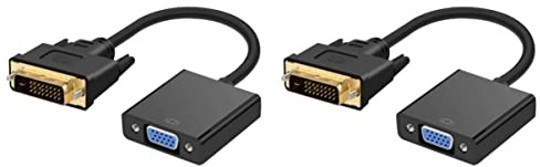 Gatuida 2pezzi Cavo Dvi Vga Femmina Adattatore Video Dvi-d Vga Per Tv e Computer Nero