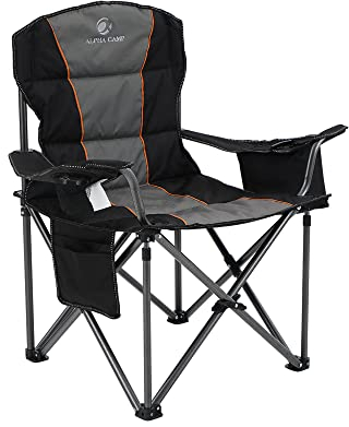 LET'S CAMP Campingstuhl Klappstuhl Faltbar Übergroßer Angelstuhl mit Getränkehaltern Kühltasche Faltstuhl Outdoorstuhl bis 200kg