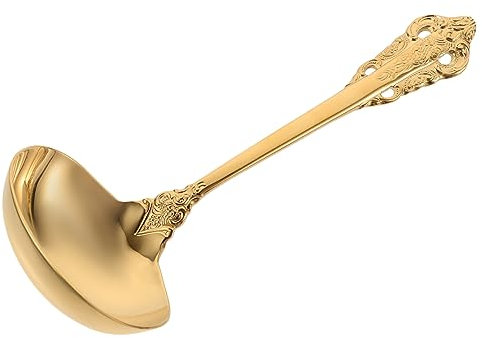 BESTonZON Louche De Service Dorée Acier Inoxydable Cuillère à Soupe De Taille Importante Avec Manche Long Résistante Pour Cuisine Et Restaurant