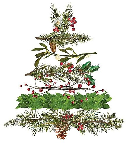 20 Servietten Weihnachten Zweige zum Tannenbaum gelegt als Tischdeko. Papierservietten mit Motiv. Auch für Decoupage und Serviettentechnik 33x33cm