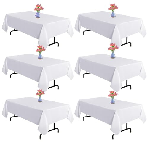 Vnituasr 6er-Pack Weiß Rechteckig Tischtuch, 153×320 cm Polyester-Tischdecken