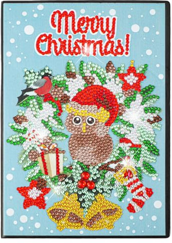 MWOOT Weihnachts Diamant Malerei A5 Notizbuch, DIY 5D Christmas Diamond Art Painting Leder Skizzenbuch, Strass Malerei Blanko Papier Notizblock Malen nach Zahlen für Journal Schule Büro Geschenk