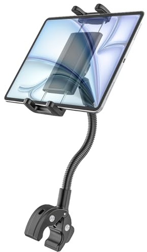 Kolasels Schwanenhals Tablet Halterung für Fahrrad, Laufband, Rollstuhl, Fitness Fahrrad, Kinderwagen, Boot, Lenker Tablet Halter für iPad Pro 12.9 Air Mini, Galaxy Tab, iPhone, 4-12,9 Handy & Tablet