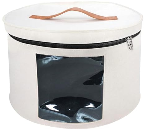Colcolo Hut-Aufbewahrungsbox, Hutschachtel, stapelbar, Stofftier-Spielzeug-Aufbewahrung, Filz, Hut-Organizer-Box für Kleidung, Wohnzimmer, Weiß 43x26cm