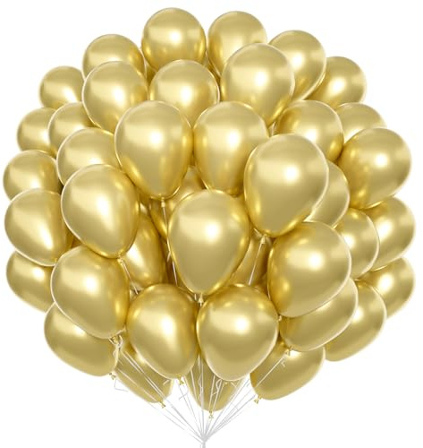 Unisun Palloncini Oro 100 Pezzi, 12 Pollici Lattice per Tema Kit Arco Compleanno Matrimonio Baby Shower Carnevale Eventi Feste Decorazioni