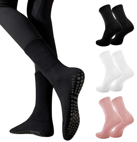 Risipu 3 Paar Stoppersocken Yoga Socken Damen,AntiRutschSocken für Pilates Barre Ballett Tanz Trampolin