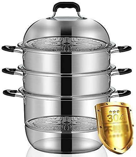 JKJZSALJ Olla De Vapor/Sopera De Acero Inoxidable 304,Vaporizador Multicapa,Bollos Al Vapor,Pescado Al Vapor,Cocina De Inducción Grande,Olla De Estufa De Gas