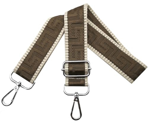 Axelrem för väska fickremmar för ombyte, justerbar väskrem bred 3,8 cm med silver karbinhake – fickband axelrem bärrem för handväskor dam, khaki mörk, K7