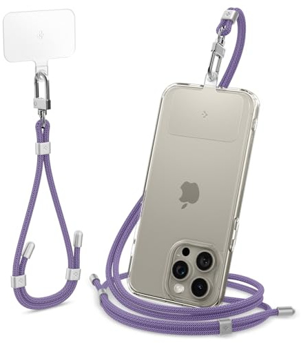 Spigen Handykette Universal Handyhülle mit Band zum Umhängen & Handschlaufen Set [ConTag] kompatibel mit iPhone 16/15/14/13 Serien, Galaxy S25/S24/S23 und Allen Smartphones - Deep Purple