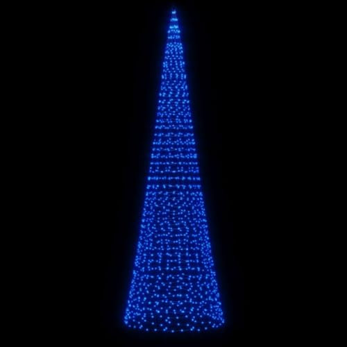Tidyard LED Weihnachtsbaum für Fahnenmast Tannenbaum Lichterbaum Weihnachtsdeko Beleuchtung Außen Beleuchtet Lichterkette 1534 LEDs Blau 500 cm