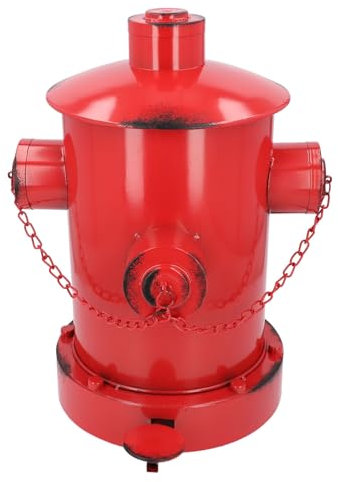 Fockety Poubelle de bouche d'incendie, poubelle créative rétro avec seau intérieur amovible, poubelle à pédale en fer vintage, poubelles pour cuisine de jardin de parc (rouge)
