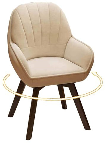 Drehbarer Akzentstuhl, ölgewachster Ledersessel mit Flügelseite und Beinen aus Gummibaumholz, 360° drehbarer Basis und hoher Rückenlehne for Wohnzimmer/Schlafzimmer/Heimbüro/Make-up(White)