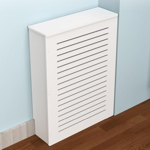 Heizungsabdeckung Heizkörperverkleidung Heizkörperabdeckung Weiß Schrank Radiator cover Holz Modern Heizkörperregal Heizungsverkleidung Hoch Heizkörper Abdeckung für Schlafzimmer Wohnzimmer(L50*H60*W1