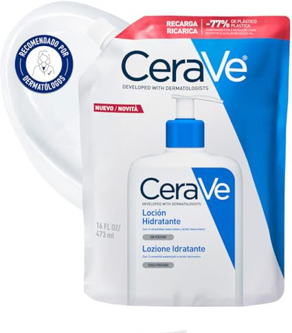 CeraVe Recambio de Loción Hidratante, Para Piel Seca a Muy Seca, Restaura la Barrera Protectora, Enriquecida Con Ceramidas Esenciales y Ácido Hialurónico, Apta para Rostro y Cuerpo
