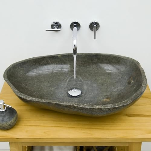 Lavabo in pietra naturale lucidato a tutto tondo, 70 cm, lavabo da appoggio per il bagno, lavandino completamente lucido, 70 cm, scelta del pezzo unico grazie alla gioia