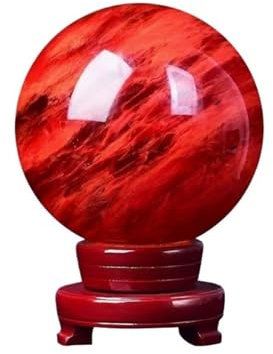 LIANGGM Bola De Cristal Fengshui Esfera Decorativa De Bola De Cristal Natural Roja con Piedra De Bola De Cristales De Soporte For El Hogar Decoración Hogar Fotografía(13cm)